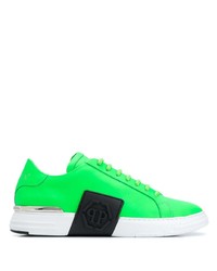 grüne Leder niedrige Sneakers von Philipp Plein