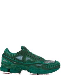 grüne Leder Turnschuhe von Adidas By Raf Simons