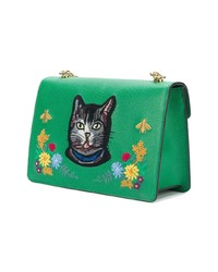 grüne Leder Umhängetasche mit Blumenmuster von Gucci