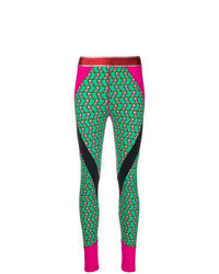 grüne Leggings mit Paisley-Muster