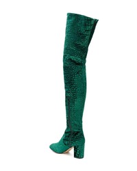 grüne Overknee Stiefel aus Leder von Jean-Michel Cazabat