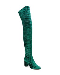 grüne Overknee Stiefel aus Leder von Jean-Michel Cazabat