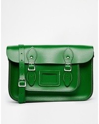 grüne Satchel-Tasche aus Leder