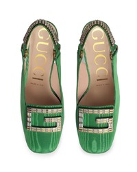 grüne Satin Pumps von Gucci