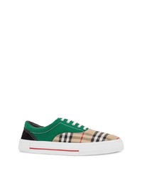 grüne Segeltuch niedrige Sneakers mit Karomuster von Burberry