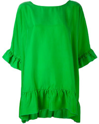 grüne Seide Bluse mit Rüschen von P.A.R.O.S.H.