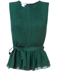 grüne Seide Bluse mit Schottenmuster von Oscar de la Renta
