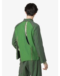 grüne Shirtjacke mit Destroyed-Effekten von Sulvam