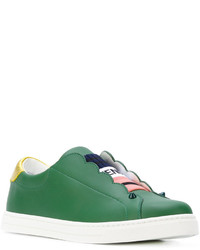 grüne Slip-On Sneakers aus Leder von Fendi