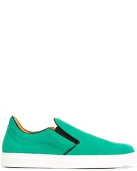 grüne Slip-On Sneakers aus Wildleder