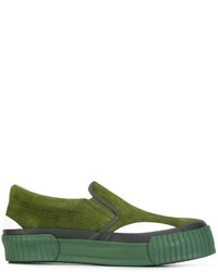 grüne Slip-On Sneakers aus Wildleder