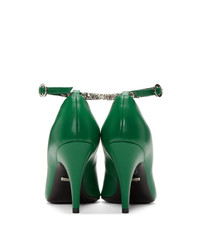 grüne verzierte Leder Pumps von Gucci