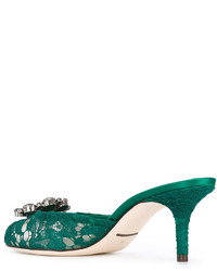 grüne verzierte Spitzesandalen von Dolce & Gabbana