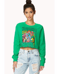 grüner bedruckter kurzer Pullover
