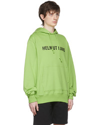 grüner bedruckter Pullover mit einem Kapuze von Helmut Lang