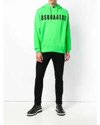 grüner bedruckter Pullover mit einem Kapuze von DSQUARED2