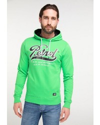 grüner bedruckter Pullover mit einem Kapuze von Petrol Industries