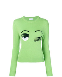 grüner bedruckter Pullover mit einem Rundhalsausschnitt von Chiara Ferragni