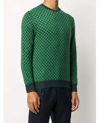 grüner bedruckter Pullover mit einem Rundhalsausschnitt von Drumohr