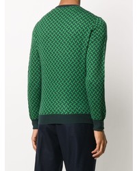 grüner bedruckter Pullover mit einem Rundhalsausschnitt von Drumohr