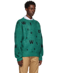grüner bedruckter Pullover mit einem Rundhalsausschnitt von We11done