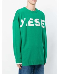 grüner bedruckter Pullover mit einem Rundhalsausschnitt von Diesel