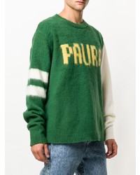 grüner bedruckter Pullover mit einem Rundhalsausschnitt von Paura