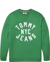 grüner bedruckter Pullover mit einem Rundhalsausschnitt von Tommy Jeans