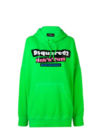 grüner bedruckter Pullover mit einer Kapuze von Dsquared2