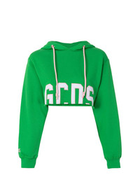 grüner bedruckter Pullover mit einer Kapuze von Gcds