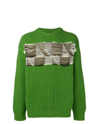 grüner bestickter Pullover mit einem Rundhalsausschnitt von Calvin Klein 205W39nyc
