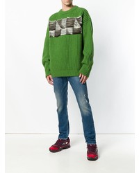 grüner bestickter Pullover mit einem Rundhalsausschnitt von Calvin Klein 205W39nyc