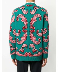 grüner bestickter Pullover mit einem Rundhalsausschnitt von Gucci