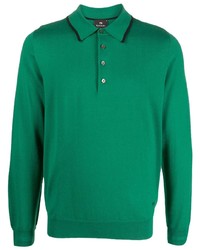 grüner bestickter Wollpolo pullover