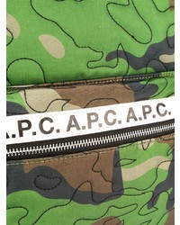 grüner Camouflage Leder Rucksack von A.P.C.