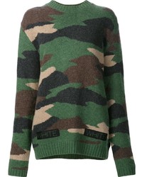 grüner Camouflage Wollpullover