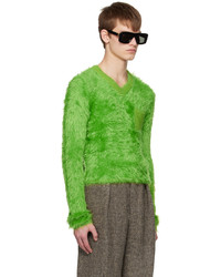 grüner flauschiger Pullover mit einem Rundhalsausschnitt von Acne Studios