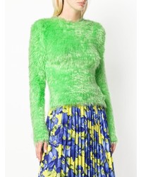 grüner flauschiger Pullover mit einem Rundhalsausschnitt von Balenciaga