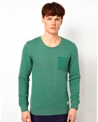 grüner gesteppter Pullover mit einem Rundhalsausschnitt von Minimum