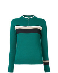 grüner horizontal gestreifter Pullover mit einem Rundhalsausschnitt