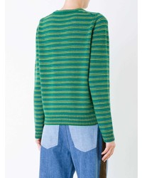 grüner horizontal gestreifter Pullover mit einem Rundhalsausschnitt von Sonia Rykiel