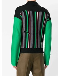 grüner horizontal gestreifter Pullover mit einem Rundhalsausschnitt von JW Anderson