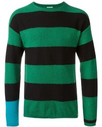 grüner horizontal gestreifter Pullover mit einem Rundhalsausschnitt von Paul Smith