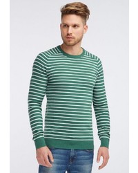 grüner horizontal gestreifter Pullover mit einem Rundhalsausschnitt von Petrol Industries