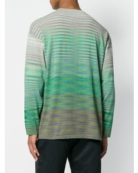 grüner horizontal gestreifter Pullover mit einem Rundhalsausschnitt von Missoni