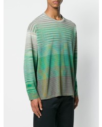 grüner horizontal gestreifter Pullover mit einem Rundhalsausschnitt von Missoni