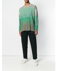 grüner horizontal gestreifter Pullover mit einem Rundhalsausschnitt von Missoni