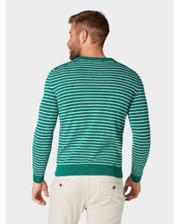 grüner horizontal gestreifter Pullover mit einem Rundhalsausschnitt von Tom Tailor