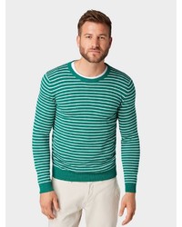 grüner horizontal gestreifter Pullover mit einem Rundhalsausschnitt von Tom Tailor