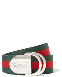 grüner horizontal gestreifter Segeltuchgürtel von Gucci